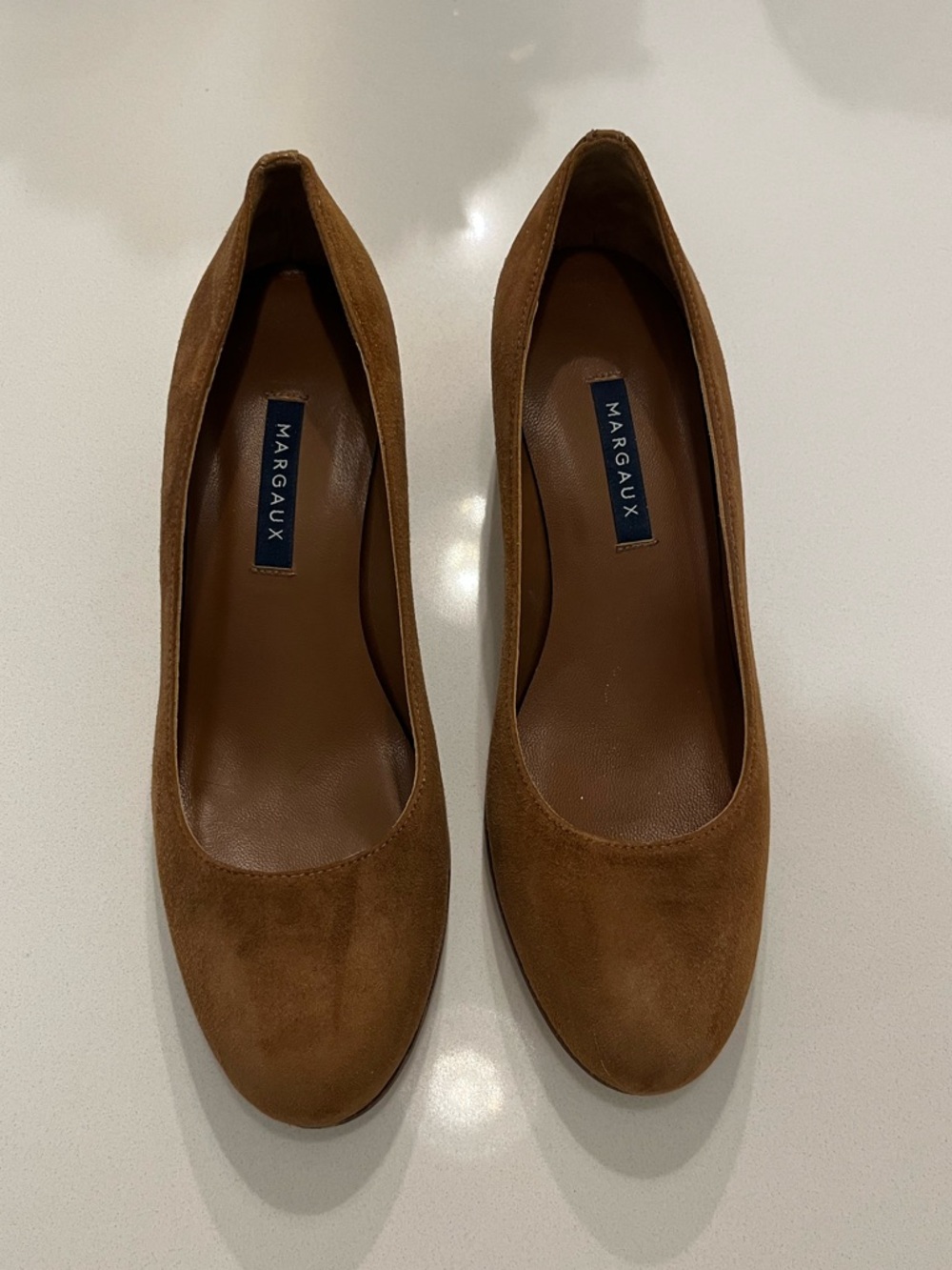 Margaux “The Heel” Suede Block Heel Pumps - Picture 4 of 8